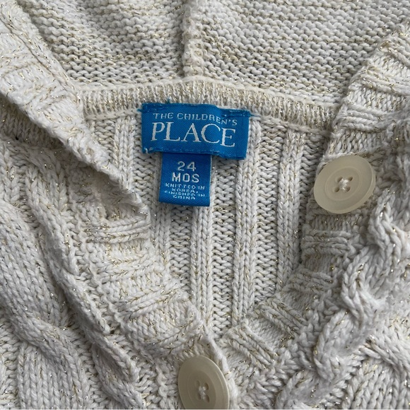 The Children’s Place cable knit button cardigan with hood size 24M EUC - Picture 2 of 3
